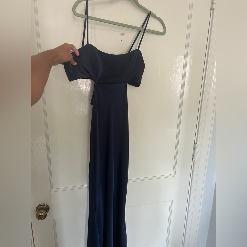 ASOS Navy silk cutout formal dress